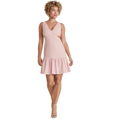 VENUS Womens Fluted Satin Mini Dress
