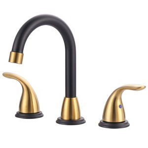 WOWOW 8 in. Widespread Double Handle Bathroom Faucet with Drain Kit Included in Brushed Nickel - 1 of 4