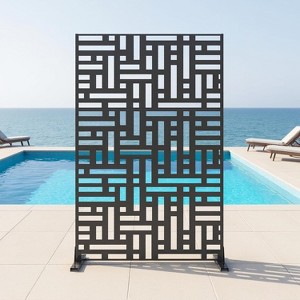 Metal Privacy Screen, Freestanding Outdoor Privacy Screen 72" H×47" W, Decorative Steel Privacy Fence Screen Panels, Weather-Resistant/Easy Assembly - 1 of 4