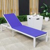 LeisureMod Marlin Modern Outdoor Patio Chaise Lounge Chair in White Aluminum Frame with Square Fire Pit Side Table - 2 of 4