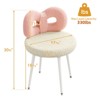 Vanity Chair with Back, Makeup Chair, Swivel Design,No Wheels,Small Upholstered Vanity Chair for Girls with Cute Bow Backrestst for Bedroom - 2 of 4