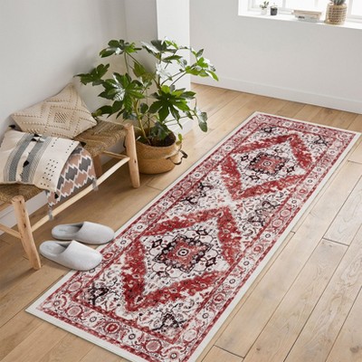 Area Rug Washable Living Room Rug, Soft Vintage Boho Non-Slip Non-Shedding Printed Floor Rugs for Kitchen Dining Bedroom
