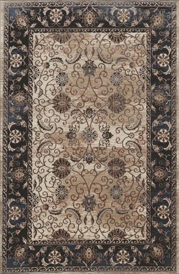 Vintage Brown and Black Microfiber Polyester 5' x 7' Rug