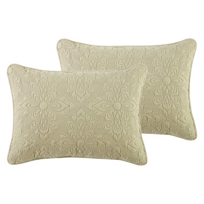 Taupe Twin Microfiber Embossed Floral Quilt Set