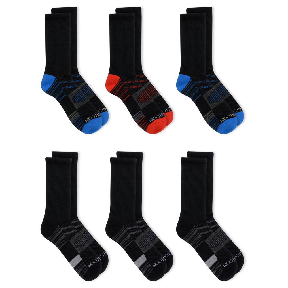 Fruit of the Loom Men's 6pk Breathable Performance Crew Socks - Blue 6-12