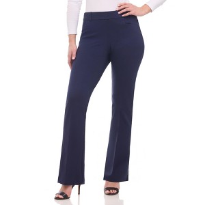 Rekkuna Women's Pull-On Bootcut Work Pants – Mid-Rise Stretch Office Slacks with Front Pockets and Belt Loops - 1 of 4