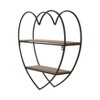Sagebrook Home 20" 2-Tier Heart Wall Shelf - Contemporary Industrial Rustic Brown Metal and Wood Mounted Wall Shelf - 3 of 4
