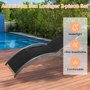 2-Piece Aluminum Alloy Portable Outdoor Lounge Set, Folding Leisure Chair, Oxidation Coating, Adjustable Headrest Pillow - 1 of 4