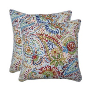 Gilford 2pc Outdoor/Indoor Square Throw Pillows - Pillow Perfect - 1 of 2