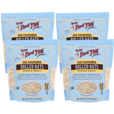 Bob's Red Mill Old Fashioned Rolled Oats Whole Grain - Case Of 4/32 Oz :  Target