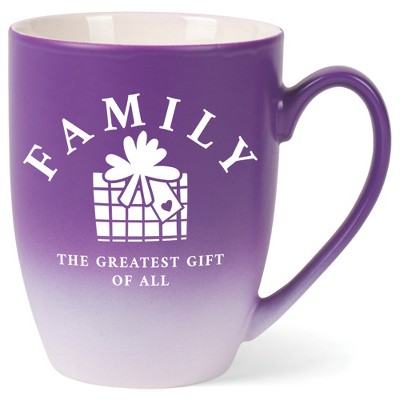 Elanze Designs Family The Greatest Gift of All Two Toned Ombre Matte Purple and White 12 ounce Ceramic Stoneware Coffee Cup Mug