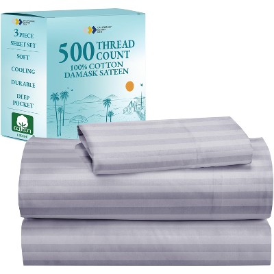 Luxury 500 Thread Count Bed Sheets Set - 100% Cotton Sateen Sheets Set, Soft, Cool & Breathable, Deep Pocket by California Design Den
