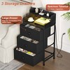 WOWLIVE Nightstand With 3 Drawers & 2-Tier Open Shelf,  Bedside Table With LED&  2 USB Ports,  Stable Metal Frame - 2 of 4