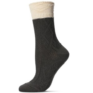 Memoi Women's Diamond Bits Soft-Fit Two-Tone Crew Sock - 1 of 4