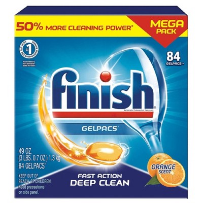 Finish Gelpacs Dishwasher Detergent, Orange Scent, 84ct
