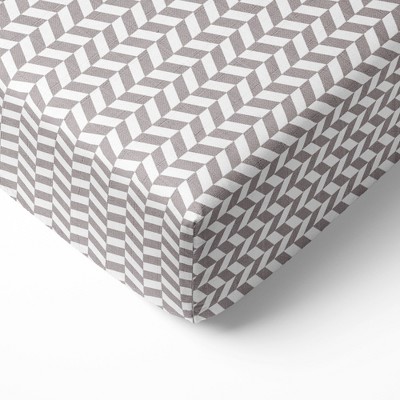 Bacati - Herringbone Gray Muslin 100 percent Cotton Universal Baby US Standard Crib or Toddler Bed Fitted Sheet