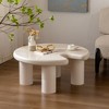 KTMBDW Round Coffee Table Set of 2, Natural Boho Coffee Tables, Side Table End Tables for Living Room Bedroom Office, Beige Cream - 2 of 4