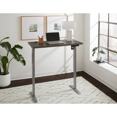 Viviana Contemporary Electric Lift Sit-Stand Desk in Gray and Silver