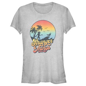 Juniors Womens Stranger Things Retro Demogorgon at the Beach T-Shirt - 1 of 4