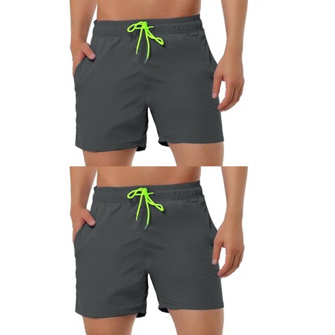 Lars Amadeus Men's Solid Color Lightweight Summer Surfing Beach Swim Shorts 2 Packs Gray 32