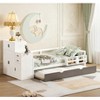 TIRAMISUBEST Twin Daybed Trundle Bed Frame with Bookshelf Movable Wardrobe Solid Wood, White, 95.5"*40.9"*42.3" - 2 of 4