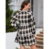 Womens Plaid Dress V Neck Long Sleeve Front Tie Midi Dress with Lantern Sleeve Ruffle Hem Tiered Dresses Casual Tartan Dress - 2 of 4