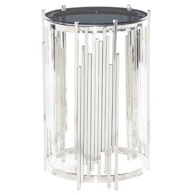 Contemporary Stainless Steel and Smoked Glass Accent Table Silver - Venus Williams Collection