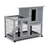 LAOTIES Detachable Wooden Rabbit Hutch With Wheels,Removable Trays,Waterproof Roof And Large Play Area For Rabbits And Small Animals - 3 of 4
