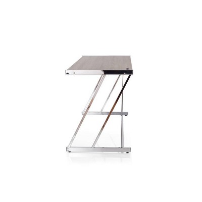 47" Weathered Oak and Chrome Desk with USB Port