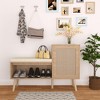 MAYEERTY 2 in 1 Shoe Storage Cabinet Natural Rattan with 2 Adjustable Shelves and Removable Seat Cushion Modern Entryway Bench for Hallway - 3 of 4