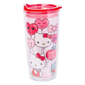 Silver Buffalo Sanrio Hello Kitty Love in the Air 20oz Double Wall Travel Tumbler w/ Lid - 1 of 4