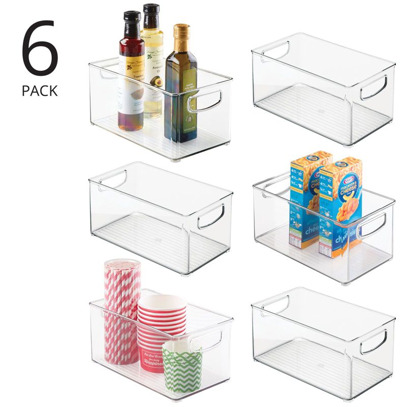 mDesign Plastic Kitchen Food Storage Bin with Handles, 10 x 6 x 5, 6 Pack - Clear, 2 of 9