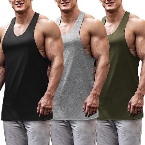 COOFANDY Men's 3 Pack Tank Tops Gym Workout Shirt Y-Back Sleeveless Muscle Fitness Bodybuilding Tank Shirts - 1 of 4