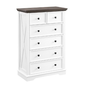 VANIRROR 6-Drawer Storage Dresser, Farmhouse Bedroom Chest with Deep Drawers for Living Room, Hallway, Entryway - 1 of 4