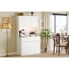70" Pantry Cabinet with Charging Station, Tall Kitchen Pantry Storage Cabinet with Microwave Stand - 3 of 4