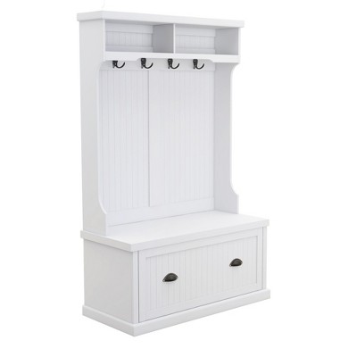 Sevobal Utility Storage Cabinets, Floor Cabinet with Drawers and Open Shelves for Living Room Kitchen Hallway, White, 40.16"*18.5"*64.57"