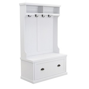 Sevobal Utility Storage Cabinets, Floor Cabinet with Drawers and Open Shelves for Living Room Kitchen Hallway, White, 40.16"*18.5"*64.57" - 1 of 4