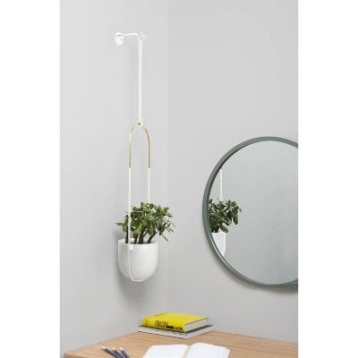White Ceramic Bowl-Shaped Hanging Planter