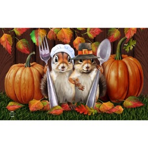 Briarwood Lane Fall Thanksgiving Doormat 30x18 Indoor Outdoor Thankful Chipmunks For Thanksgiving Doormat - 1 of 4