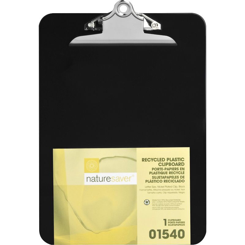 Nature Saver Plastic Clipboard Recycled 1" Cap 9"x12" Black 01540, 1 of 2