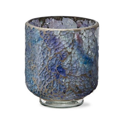 TAG Blue Mosaic Glass Tealight or Votive Candle Holder, 4.72Lx4.72Wx5.9H inch.