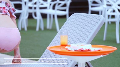 Wasabi Green Resin Rattan Outdoor Chaise Lounge