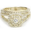 Pompeii3 1 1/10CT Cushion Halo Diamond Engagement Wedding Ring Set 10K Yellow Gold - image 4 of 4