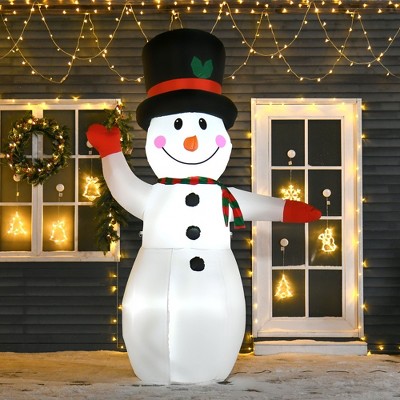 Whisen 8FT Christmas Inflatables Outdoor Decorations Snowman, Blow-Up Yard Christmas Decor with LED Lights Display - White