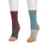 MUK LUKS Women's Single Layer Color block Texture Socks 2 Pack - 2 of 3