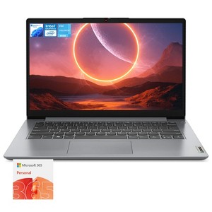 Lenovo IdeaPad 1 Laptop, 14" HD Non-touch 60Hz, Intel Celeron N4500, Intel UHD Graphics, 4GB DDR4 RAM, 128GB eMMC, Wi-Fi 6, Windows 11 Home, Grey - 1 of 4