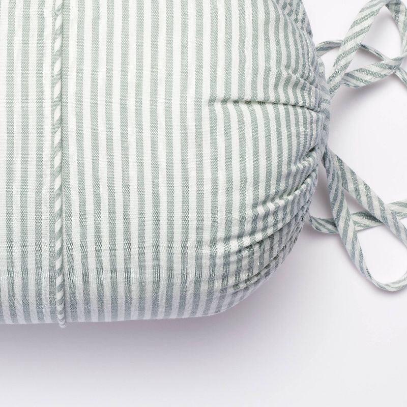 Oversized Bolster Woven Striped with Piping Cylinder Throw Pillow White/Light Teal Green - Threshold&#8482; designed with Studio McGee, 4 of 9