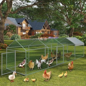 Acekool Large Metal Chicken Coop , Walk-In Chicken Run with Cover , Lockable Doors - 1 of 4