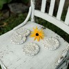 Set of 4 Floral Carved Coasters White Mango Wood & Jute - 2 of 4