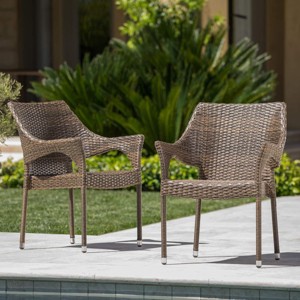 1 Piece Elegant Curved Design Modern Outdoor Wicker Armchair, Weather-Resistant PE Rattan with Sturdy Iron Frame-Coolbibila - 1 of 4